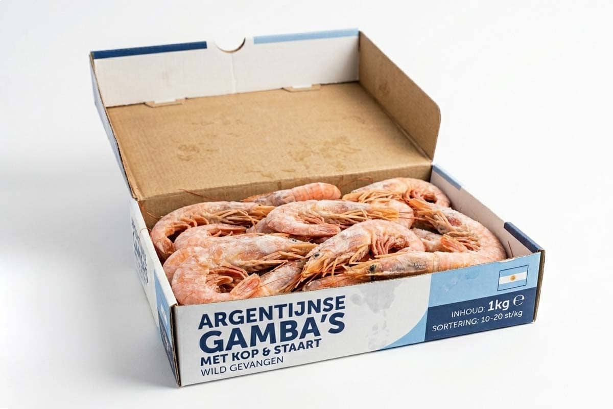 ❄ Gamba Argentijns wild met kop 10-20 2kg